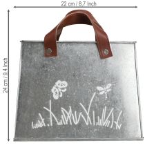 Itens Saco decorativo, prateado, branco, marrom, metal, vaso de plantas, 22 cm de comprimento, 2 peças