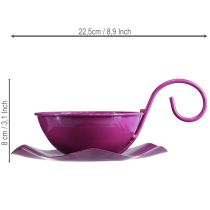 Itens Xícara de chá decorativa de metal com pires, roxa, Ø11,5cm, A8cm, 2 peças