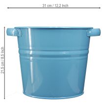 Itens Vaso/cachepô decorativo de metal na cor azul, 31 cm x 26 cm x 21,5 cm