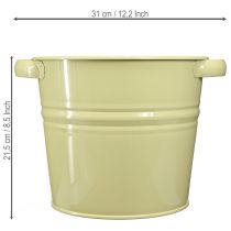 Itens Vaso decorativo de metal, verde/amarelo, para flores, 31x26x21,5cm