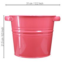 Itens Vaso decorativo de metal rosa com alças, 31x26x21,5cm