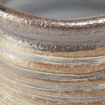 Itens Vaso decorativo de cerâmica, marrom/cinza metálico, 10,5 x 10 cm, 2 peças