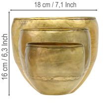 Itens Conjunto de 3 vasos decorativos em metal com aparência de latão, Ø18/15/12,5 cm.