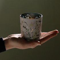 Itens Lanterna decorativa de vidro com design de folha para um toque de estilo na sua casa, 8 cm, conjunto de 4 peças.