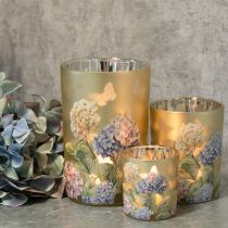 Itens Lanterna decorativa de vidro com design floral para dar um toque de estilo à sua casa, 8 cm, conjunto de 4 peças.