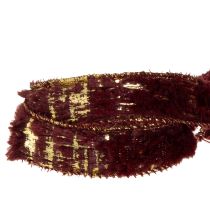 Itens Fita decorativa com pelo, fita de pelo sintético, ouro Bordeaux, 25mm, 15m