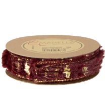 Itens Fita decorativa com pelo, fita de pelo sintético, ouro Bordeaux, 25mm, 15m