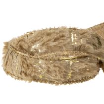 Itens Fita decorativa com pelo, fita de pelo sintético, marrom dourado, 25mm, 15m