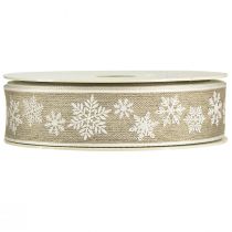 Itens Fita decorativa floco de neve de Natal cinza branco W25mm L20m