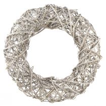 Itens Guirlanda decorativa decoração em madeira rattan branco natural Ø40cm Alt.9,5cm