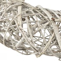 Itens Guirlanda decorativa decoração em madeira rattan branco natural Ø40cm Alt.9,5cm