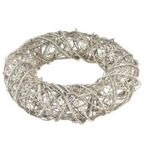 Itens Guirlanda decorativa decoração em madeira rattan branco natural Ø40cm Alt.9,5cm