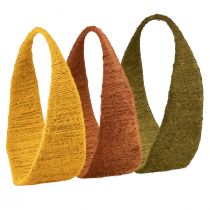 Itens Anel decorativo de juta laço largo amarelo ocre marrom Ø30cm 3 unidades