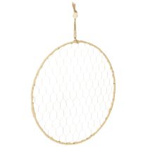 Itens Anel decorativo de metal Ø38cm, decoração para pendurar, ráfia, prata, natural, decoração de parede boho, decoração versátil, 4 peças