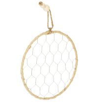 Itens Anéis decorativos de metal em ráfia para pendurar, Ø20cm, 4 peças, decoração boho para parede e janela.