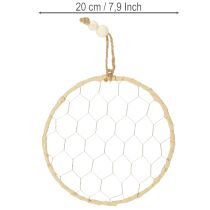Itens Anéis decorativos de metal em ráfia para pendurar, Ø20cm, 4 peças, decoração boho para parede e janela.