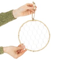 Itens Anéis decorativos de metal em ráfia para pendurar, Ø20cm, 4 peças, decoração boho para parede e janela.