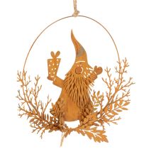 Itens Anel decorativo de Natal, rena em um anel, Papai Noel com presente, decoração em metal, acabamento envelhecido, Ø18cm, conjunto de 2