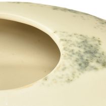 Itens Tigela decorativa tigela oval plana de cerâmica creme cinza verde 19×14×5cm