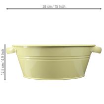Itens Tigela decorativa de metal, verde-amarela, com alça, Ø33,5 cm