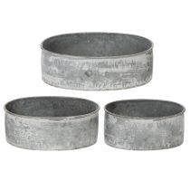 Itens Tigela decorativa de metal, oval, cinza, 22,5/19,5/16 cm, conjunto de 3