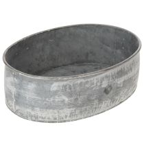 Itens Tigela decorativa de metal, oval, cinza, 22,5/19,5/16 cm, conjunto de 3