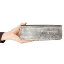 Itens Tigela decorativa de metal, oval, cinza, 22,5/19,5/16 cm, conjunto de 3