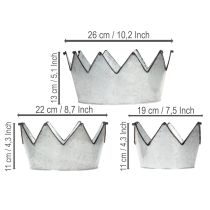 Itens Conjunto de 3 tigelas decorativas de metal em formato de coroa, com diâmetros de 26,5/22,5/19 cm.