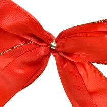 Itens Laço decorativo vermelho com detalhes dourados – Elegante decoração de Natal, 4 cm de largura, 15 x 21 cm, 2 peças