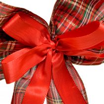 Itens Laço decorativo de Natal, laço para presente, para uso externo, xadrez vermelho, 6 cm de largura, 20 x 29 cm, 2 peças