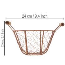 Itens Cesto de arame, cesto de metal com alça, madeira, ferrugem, decorativo, Ø18cm