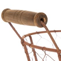 Itens Cesto de arame, cesto de metal com alça, madeira, ferrugem, decorativo, Ø18cm