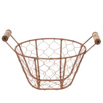 Itens Cesto de arame, cesto de metal com alça, madeira, ferrugem, decorativo, Ø18cm