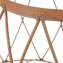 Itens Cesto oval de arame com alça, decoração de jardim, acabamento enferrujado, 30/25 cm, conjunto de 2