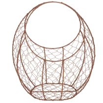 Itens Cesto de arame, floreira de metal, decoração de primavera, cesto de Páscoa, marrom, acabamento enferrujado, 34 cm de altura x 30 cm de largura.
