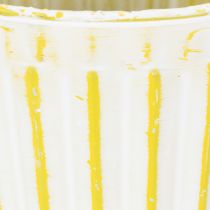 Itens Conjunto de 3 peças: Balde para plantio, floreira com alças, decoração metálica rosa/verde/amarelo estilo shabby chic, Ø16,5cm A15cm.