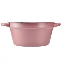 Itens Balde com alças bandeja de metal para plantas rosa Ø22,5cm Alt.10,5cm