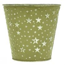 Itens Floreira Verde Prateada Vaso de Metal Estrelas Ø14cm