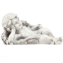 Itens Anjo deitado figura decorativa decoração de túmulo cinza poliresina 22 cm