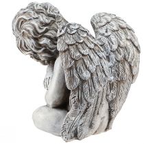 Itens Anjo sentado figura decorativa decoração de túmulo cinza poliresina Alt.18cm