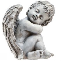 Itens Anjo sentado figura decorativa decoração de túmulo cinza poliresina Alt.18cm