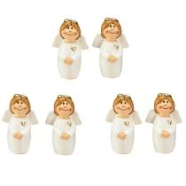 Itens Adorável anjo de cerâmica com detalhes dourados branco 7 cm - ideia de presente e decoração amorosa - 6 peças