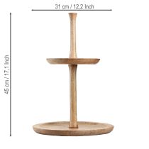 Itens Suporte para bolo decoração em madeira 2 andares redondo natural Ø31/20cm Alt.45cm
