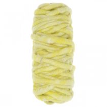 Cordão de feltro com cordão de arame lã amarelo pastel 20m