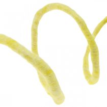 Cordão de feltro com cordão de arame lã amarelo pastel 20m