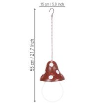 Itens Comedouro de metal, com desenho de amanita muscaria, para pendurar, vermelho e branco, 25,5 cm