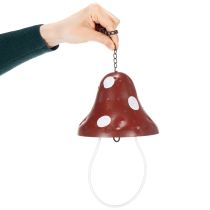 Itens Comedouro de metal, com desenho de amanita muscaria, para pendurar, vermelho e branco, 25,5 cm