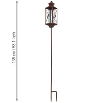 Itens Lanterna de jardim, decoração em metal, com aspecto enferrujado, 12 cm x 12 cm x 135 cm