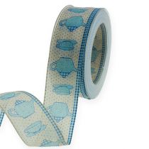 Fita decorativa com fio azul 40mm 20m
