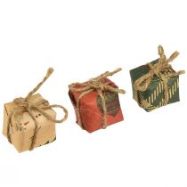 Itens Mini conjunto de caixas de presente de papel, vermelho-verde-natural, 2,5x3 cm 18 peças - decoração de Natal